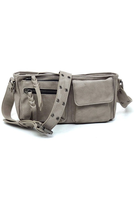 Women's Solid Leather Buckle Strap Wade Crossbody Bag | Zarnesh
