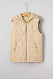 Women’s Solid Lined Fleece Quilted Hooded Jacket Vest | Zarnesh