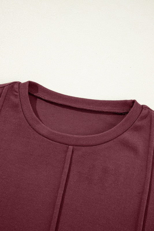 Women’s Solid Long Sleeve Reverse Seam Crew Neck Top | Zarnesh