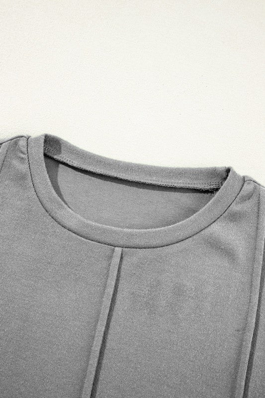 Women’s Solid Long Sleeve Reverse Seam Crew Neck Top | Zarnesh