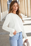 Women’s Solid Long Sleeve Reverse Seam Crew Neck Top | Zarnesh