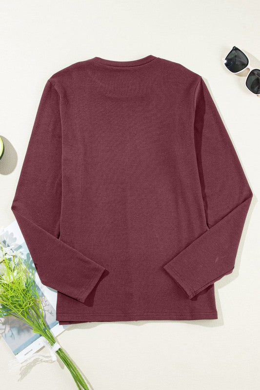 Women’s Solid Long Sleeve Reverse Seam Crew Neck Top | Zarnesh