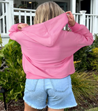 Women’s Solid Ribbed Drawstring Zip Front Hooded Jacket | Zarnesh