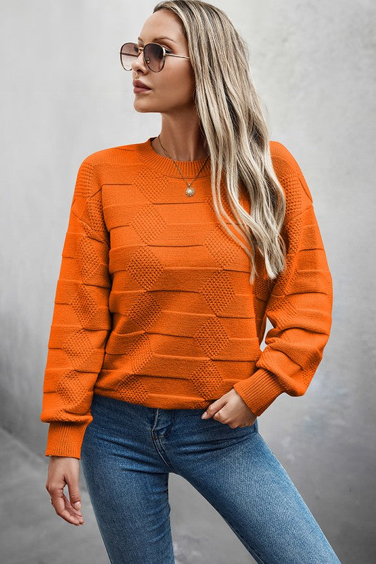 Women’s Solid Round Neck Knit Loose Long Sleeves Sweater | Zarnesh