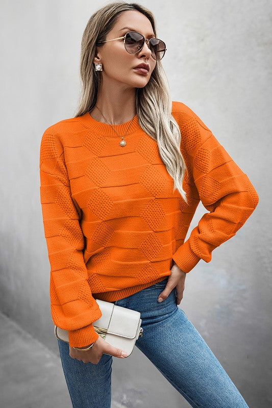 Women’s Solid Round Neck Knit Loose Long Sleeves Sweater | Zarnesh