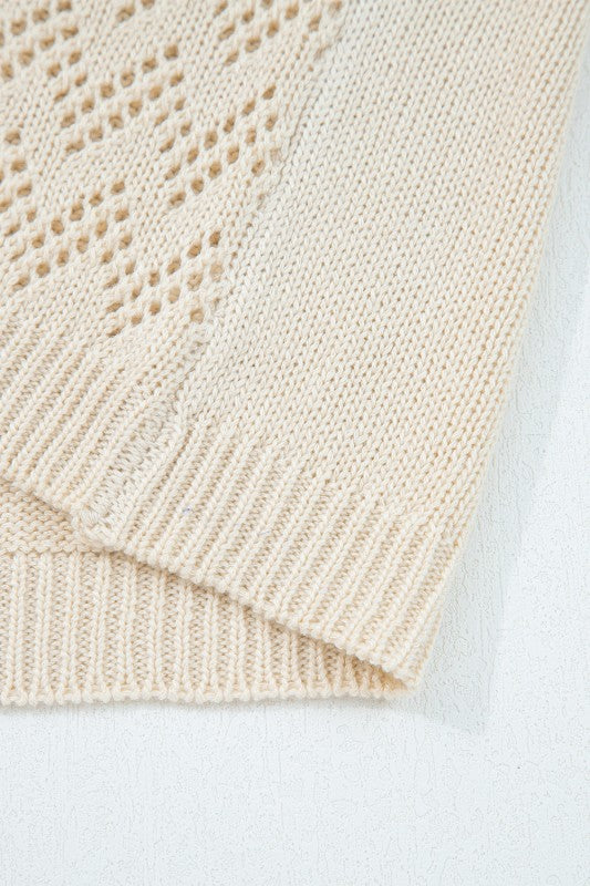 Women’s Solid Knit Hollowed Open Front Crochet Cardigan Sweater | Zarnesh