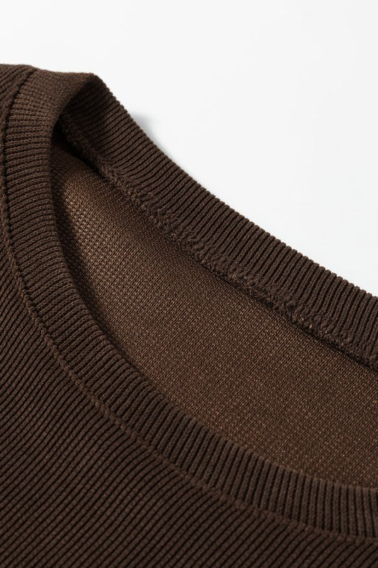 Women’s Solid Textured Knit Pullover Shorts Loungewear Set | Zarnesh