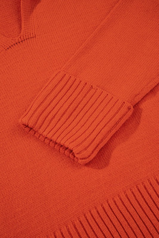 Women’s Solid V-Neck Collared Ribbed Edge Sweater | Zarnesh