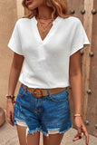 Women’s Solid V Neck Batwing Sleeve Loose Blouse | Zarnesh