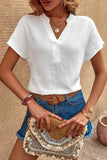 Women’s Solid V Neck Batwing Sleeve Loose Blouse | Zarnesh