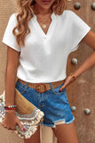 Women’s Solid V Neck Batwing Sleeve Loose Blouse | Zarnesh
