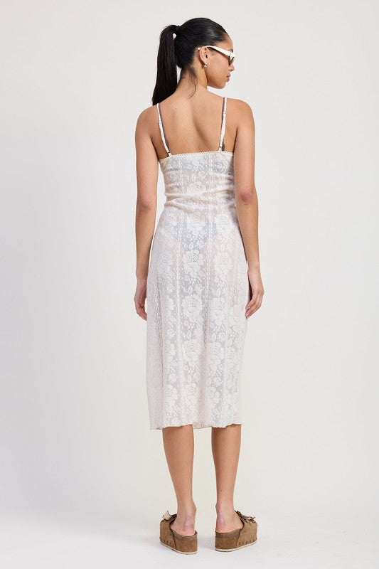 Women’s Spaghetti Strap Lace Midi Dress | Zarnesh
