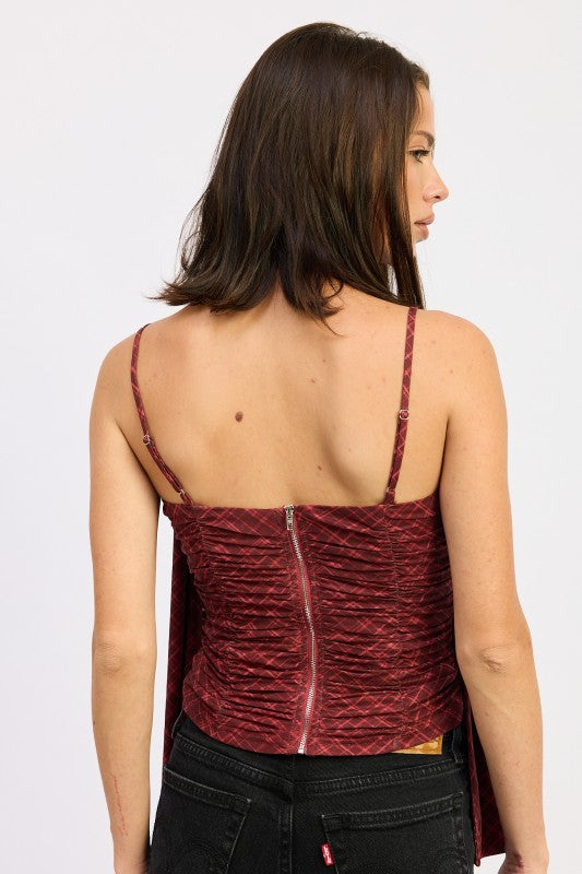 Women’s Spaghetti Strap Back-Zipper Top with Scarf | Zarnesh