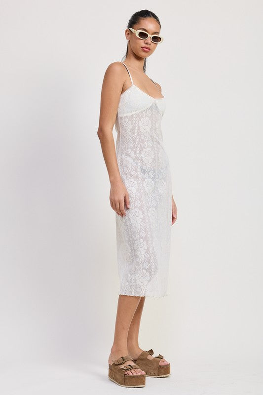 Women’s Spaghetti Strap Lace Midi Dress | Zarnesh
