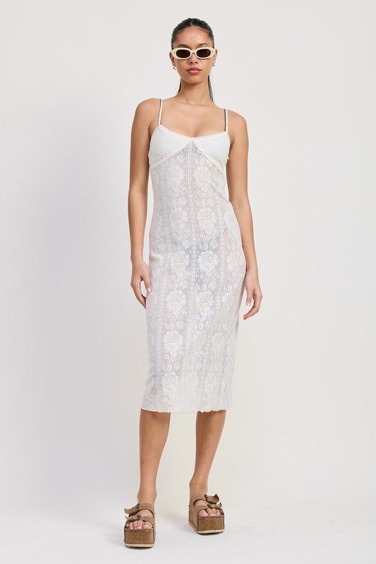 Women’s Spaghetti Strap Lace Midi Dress | Zarnesh