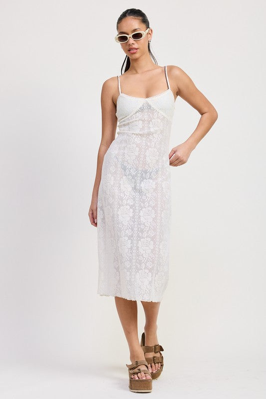 Women’s Spaghetti Strap Lace Midi Dress | Zarnesh