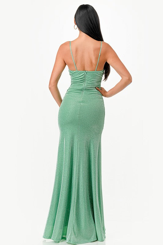Women's Sparkling Jacquard Cowl Neck Long Dress | Zarnesh