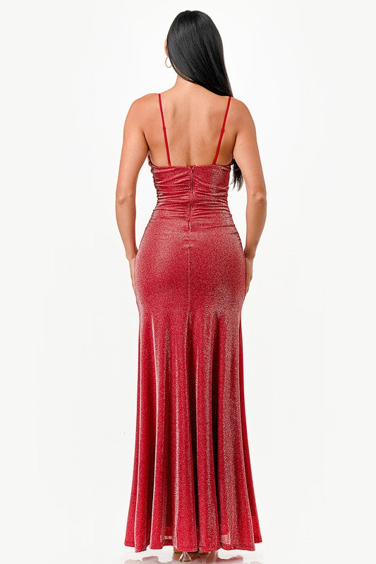 Women's Sparkling Jacquard Cowl Neck Long Dress | Zarnesh