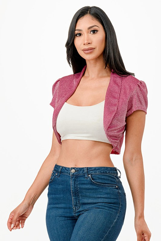 Women’s Sparkling Shimmer Cropped Shrug Bolero Cardigan | Zarnesh