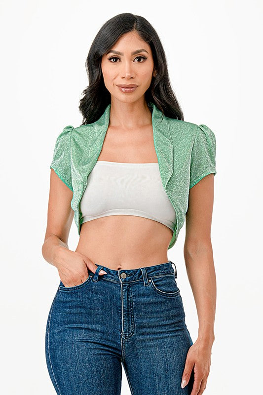 Women’s Sparkling Shimmer Cropped Shrug Bolero Cardigan | Zarnesh