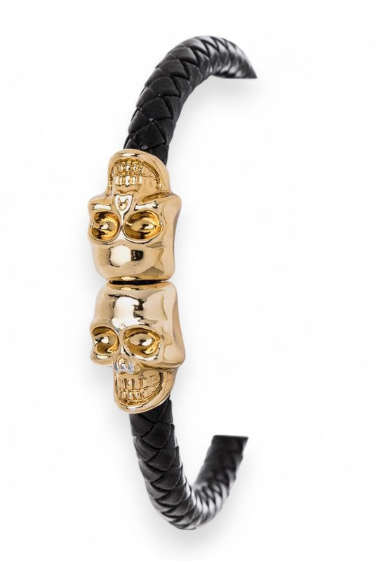 Women's Stainless Steel Double Skull Magnetic Bracelet |  Zarnesh