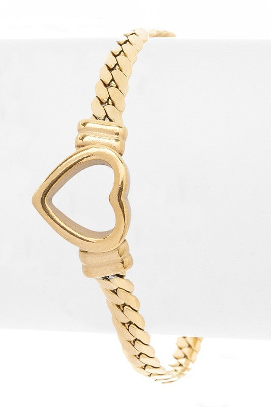 Women's  Stainless Steel Open Heart Charm Bracelet |  Zarnesh