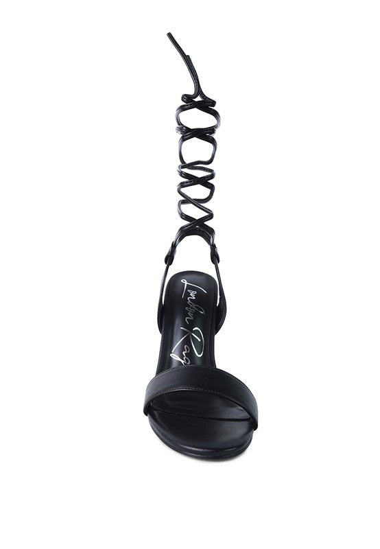 Women's Sheeny Clear Stiletto Lace-Up Sandal | Zarnesh