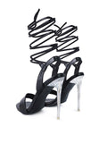 Women's Sheeny Clear Stiletto Lace-Up Sandal | Zarnesh