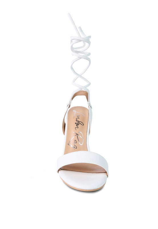 WOMEN'S SHEENY CLEAR STILETTO LACE UP SANDAL | ZARNESH