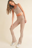 Women Stone Washed Ribbed Matching Yoga Set | Zarnesh