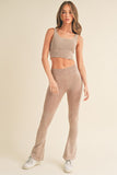Women Stone Washed Ribbed Yoga Pants | Zarnesh