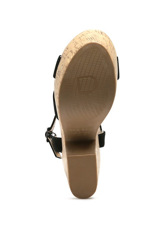 Women's Ulla High Heeled Block Sandal in Black | Zarnesh