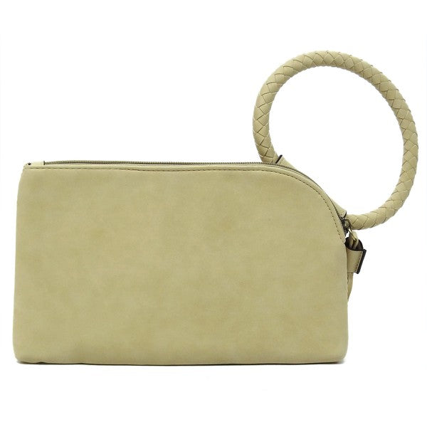 Women's Straw Leather Cuff Handle Tassel Wristlet Clutch | Zarnesh
