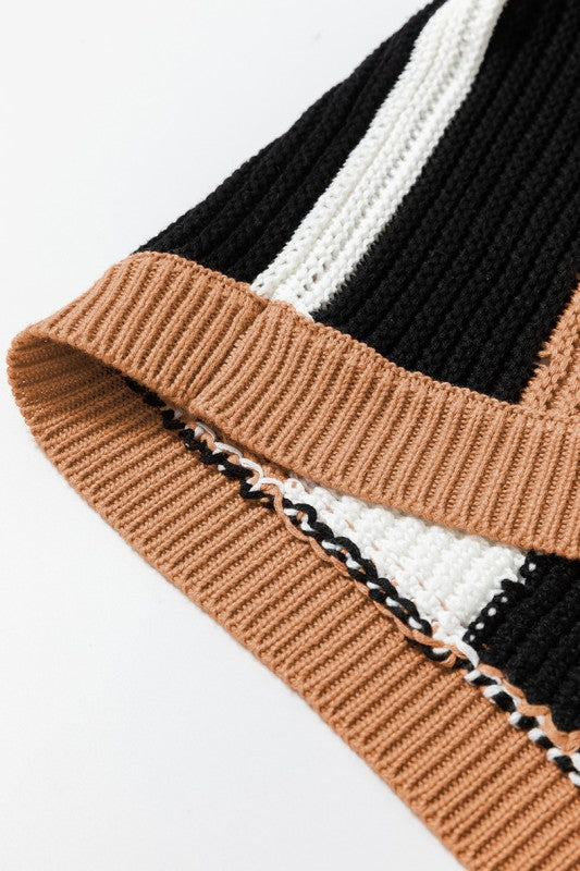 Women’s Stripe Color Block Sleeveless Knitted Sweater Vest | Zarnesh