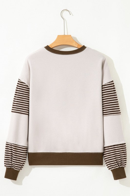 Women's Stripe Colorblock Drop Shoulder Sweatshirt | Zarnesh
