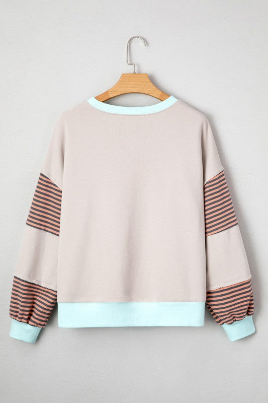Women's Stripe Colorblock Drop Shoulder Sweatshirt | Zarnesh