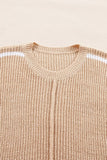 Women’s Stripe Contrast Crew Neck 3/4 Sleeve Sweater | Zarnesh
