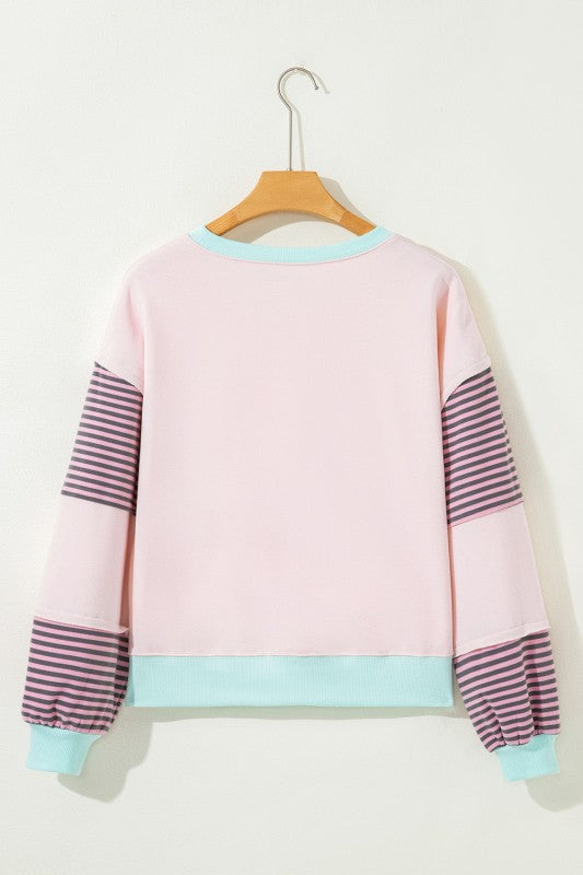Women's Stripe Colorblock Drop Shoulder Sweatshirt | Zarnesh
