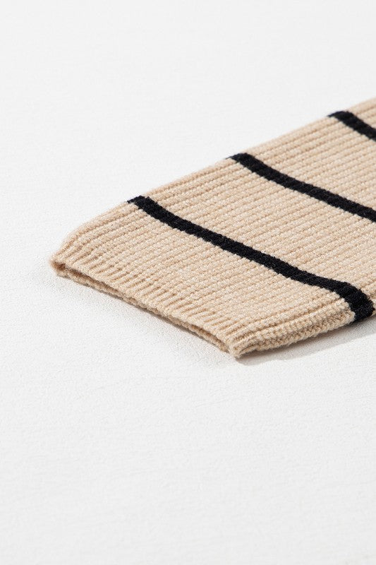 Women’s Stripe Shawl Neckline Open Cardigan with Pockets | Zarnesh