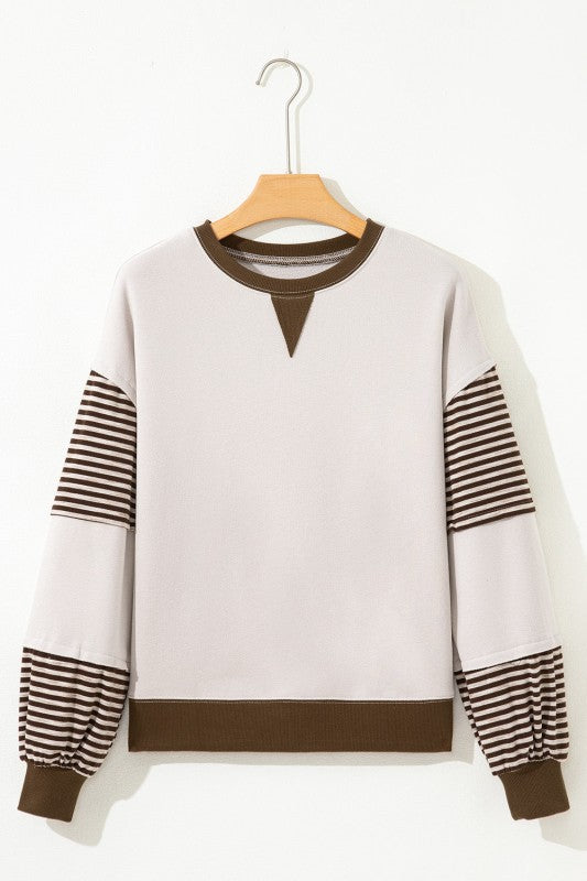 Women's Stripe Colorblock Drop Shoulder Sweatshirt | Zarnesh