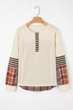 Women’s Stripe Plaid Patchwork Waffle Top | Zarnesh
