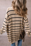 Women’s Stripe Shawl Neck Pocketed Open Cardigan | Zarnesh
