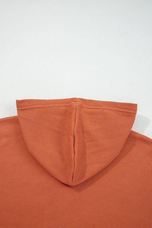 Women’s Stripe Waffle Knit Patchwork Hooded Long Sleeve Top | Zarnesh