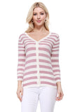 Women’s Striped Button-Down V-Neck Spandex Cardigan Sweater | Zarnesh