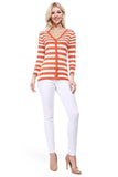 Women’s Striped Button-Down V-Neck Spandex Cardigan Sweater | Zarnesh