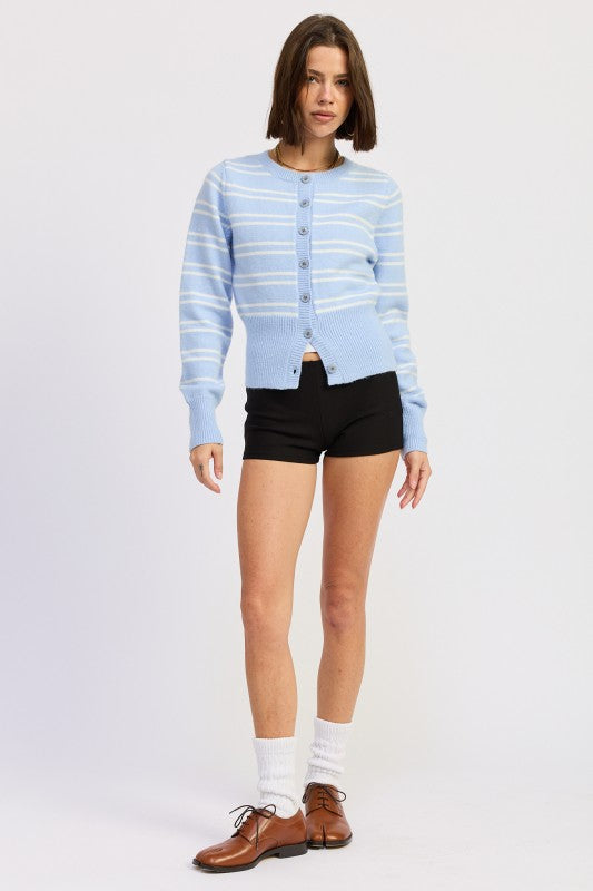 Women’s Striped Cropped Button-Down Cardigan | Zarnesh