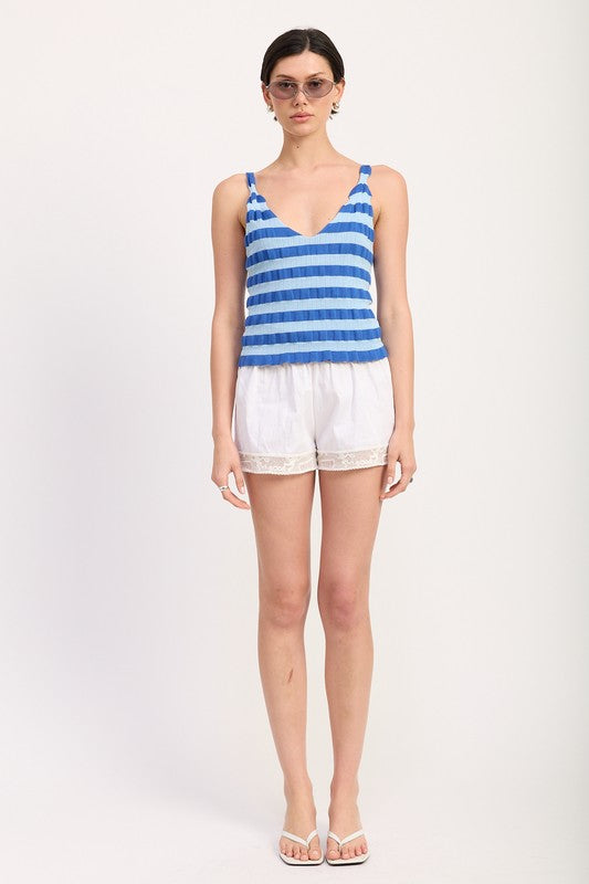 Women’s Striped Knit Ribbed Tank Cami Top | Zarnesh