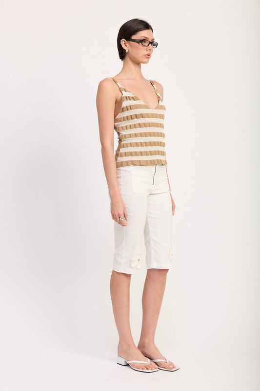 Women’s Striped Knit Ribbed Tank Cami Top | Zarnesh