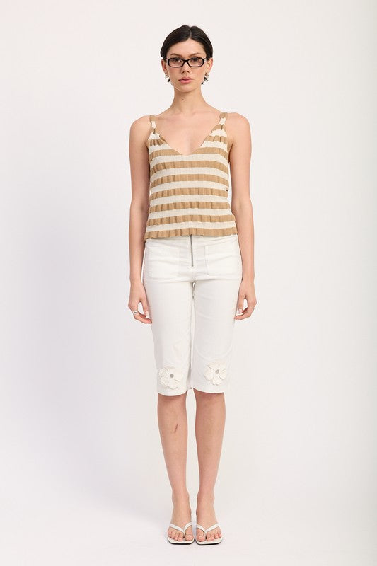 Women’s Striped Knit Ribbed Tank Cami Top | Zarnesh