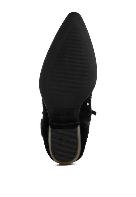 Women's Studded Real Suede Leather Ankle Boots | Zarnesh